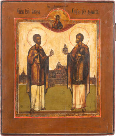 AN ICON SHOWING ST. COSMAS AND DAMIAN Russian, 19th century - photo 1