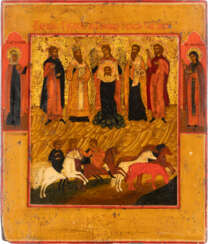 AN ICON SHOWING STS. FLORUS AND LAURUS Russian, late 18th c