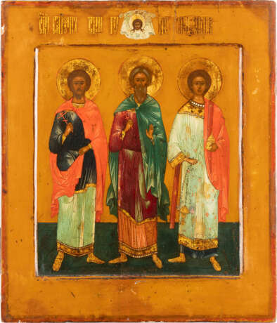 AN ICON SHOWING STS. SAMON, GURIY AND AVIV Russian, 19th ce - фото 1
