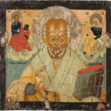 A FRAGMENT OF AN ICON SHOWING ST. NICHOLAS OF MYRA Russian, - фото 1