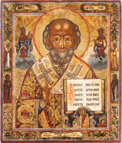 A LARGE DATED ICON SHOWING ST. NICHOLAS OF MYRA Russian, Ve - Foto 1