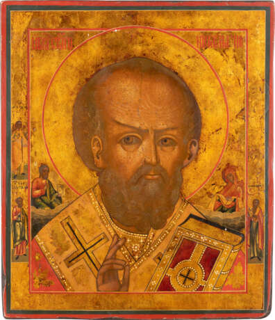 A LARGE ICON SHOWING ST. NICHOLAS OF MYRA Russian, 19th cen - Foto 1