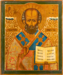 A LARGE ICON SHOWING ST. NICHOLAS OF MYRA Russian, 2nd half