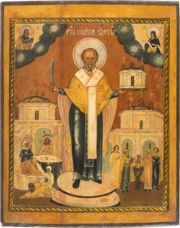 A LARGE ICON SHOWING ST. NICHOLAS OF MOZHAYSK Russian, 19th - фото 1