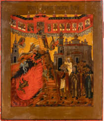 A RARE AND LARGE ICON OF THE HEAVENLY LADDER OF ST. JOHN KL