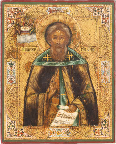 A SMALL ICON SHOWING ST. SERGEY OF RADONEZH Russian, circa - фото 1
