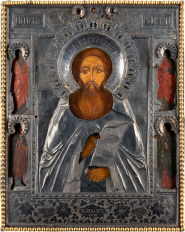 AN ICON SHOWING ST. SERGEY OF RADONEZH WITH SILVER OKLAD Ru - фото 1