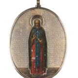 A VERY FINE SILVER-GILT-MOUNTED BREAST ICON SHOWING ST. SER - фото 1