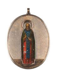 A VERY FINE SILVER-GILT-MOUNTED BREAST ICON SHOWING ST. SER