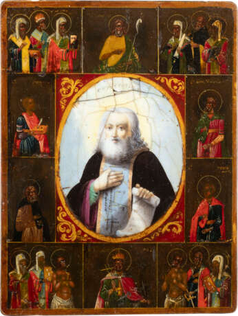 A SMALL AND RARE ICON SHOWING ST. SERGEY OF RADONEZH AND SE - photo 2