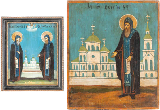 TWO SMALL ICONS SHOWING MONASTIC SAINTS Russian, 19th centu - Foto 1
