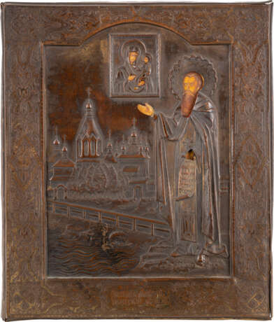 TWO ICONS SHOWING ST. SERGEY AT THE TOMB OF HIS PARENTS WIT - фото 3