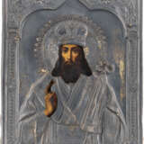 A SMALL ICON SHOWING ST. TIKHON OF SADONSK WITH A SILVER OK - photo 1