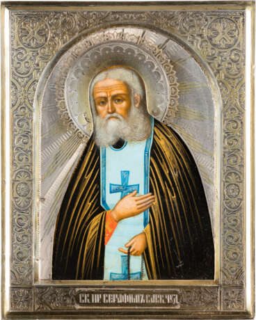 A SMALL AND FINE ICON SHOWING ST. SERAPHIM OF SAROV WITH A - фото 1