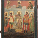 A LARGE ICON SHOWING THE DEISIS AND FIVE SELECTED SAINTS Ru - фото 1