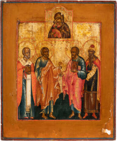 AN ICON SHOWING THE VLADIMIRSKAYA MOTHER OF GOD AND STS. NI - photo 1