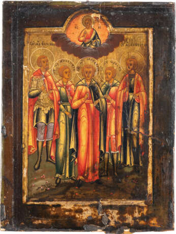 TWO SMALL ICONS SHOWING SELECTED SAINTS Russian, 19th centu - photo 2
