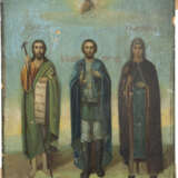 AN ICON SHOWING ST. THEODORE STRATELATES FLANKED BY ST. JOH - photo 1