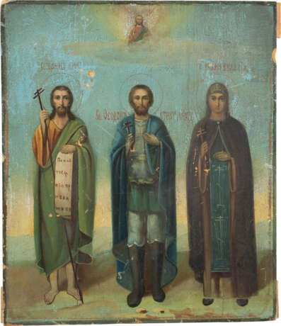 AN ICON SHOWING ST. THEODORE STRATELATES FLANKED BY ST. JOH - фото 1