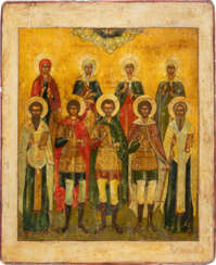 AN ICON SHOWING NINE SELECTED SAINTS, STS. ALEXANDER NEVSKY