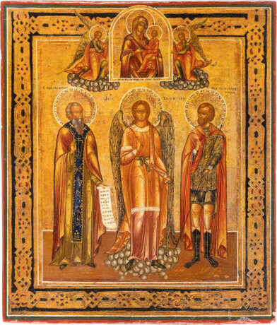 AN ICON SHOWING THE TIKHVINSKAYA MOTHER OF GOD AND THE GUAR - photo 1