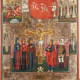 AN ICON SHOWING THE CRUCIFIXION OF CHRIST AND SELECTED SAIN - photo 1