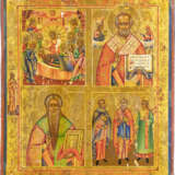 TWO ICONS: ST. NICHOLAS OF MYRA WITH RIZA AND A QUADRI-PART - фото 2