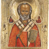 TWO ICONS: ST. NICHOLAS OF MYRA WITH RIZA AND A QUADRI-PART - фото 3