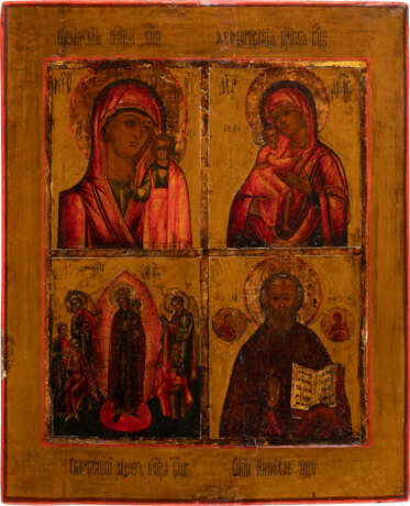 A QUADRI-PARTITE ICON SHOWING IMAGES OF THE MOTHER OF GOD A - фото 1
