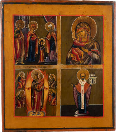 A QUADRI-PARTITE ICON SHOWING THE ENTRY OF THE MOTHER OF GO - photo 1