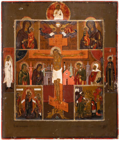 A MULTI-PARTITE ICON SHOWING THE CRUCIFIXION OF CHRIST, IMA - photo 1