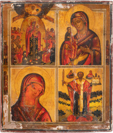 A QUADRI-PARTITE ICON SHOWING IMAGES OF THE MOTHER OF GOD A - photo 1