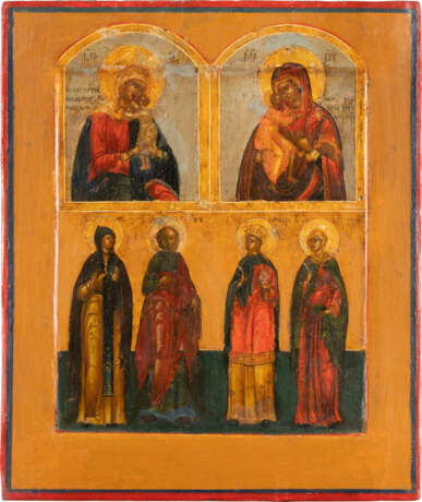 A TRI-PARTITE ICON SHOWING IMAGES OF THE MOTHER OF GOD AND - photo 1