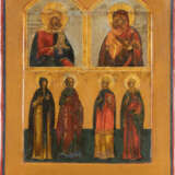 A TRI-PARTITE ICON SHOWING IMAGES OF THE MOTHER OF GOD AND - Foto 1