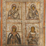 A QUADRI-PARTITE ICON SHOWING IMAGES OF THE MOTHER OF GOD, - photo 1