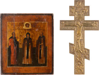 AN ICON SHOWING STS. MOSEY, BONIFACE AND NIPHONT AND A BRAS