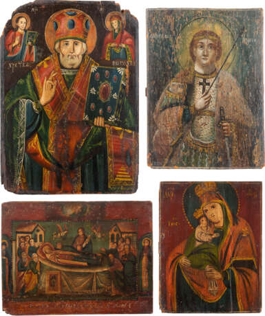 FOUR ICONS SHOWING THE MOTHER OF GOD, THE DORMITION OF THE - фото 1