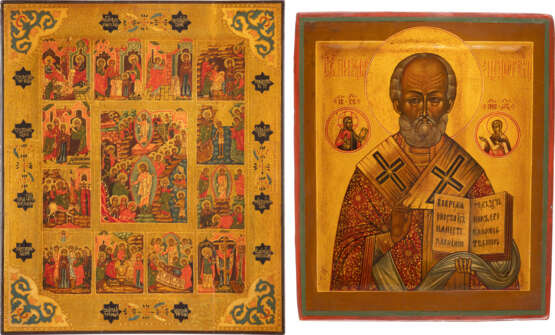TWO ICONS SHOWING ST. NICHOLAS OF MYRA AND A FEAST DAY ICON - фото 1