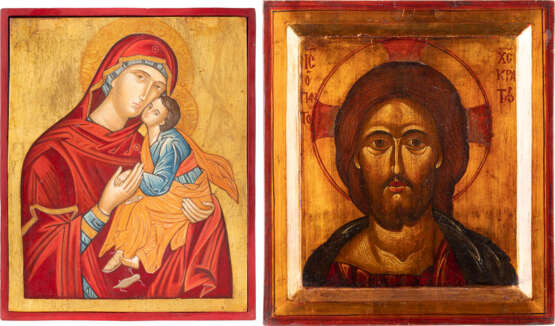TWO ICONS SHOWING CHRIST 'WITH THE FEARSOME EYE' AND THE MO - Foto 1