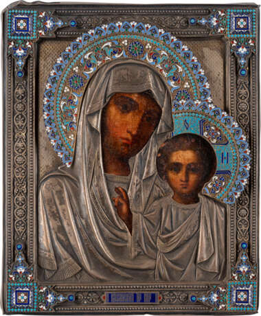 A SMALL ICON SHOWING THE KAZANSKAYA MOTHER OF GOD WITH A - фото 1