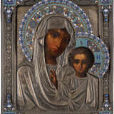 A SMALL ICON SHOWING THE KAZANSKAYA MOTHER OF GOD WITH A - фото 1