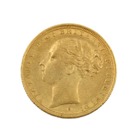 Australien/Gold - 1 Sovereign 1887/S, Victoria Young Head, ss., - фото 1