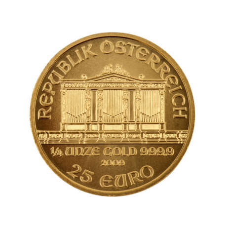 Österreich/GOLD - 1/4 Unze GOLD fein, 25 Euro 2009, Wiener Philharmoniker, - Foto 1