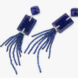 Ein Paar Paar ausdrucksvolle Ohrstecker verziert mit Lapislazuli und Brillanten - Italien - photo 1