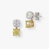 Ein Paar verwandelbare Ohrstecker verziert mit weißen und Fancy Yellow Diamanten sowie - Brillanten Belgien, ANTWERP ATELLIERS - photo 1