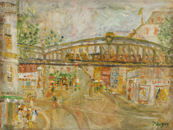 POUGNY, JEAN (1892-1956). Paysage parisien au pont de métro - Foto 1