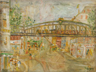 POUGNY, JEAN (1892-1956). Paysage parisien au pont de métro