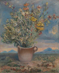 BURLIUK, DAVID (1882-1967). Vase of Flowers in a Landscape