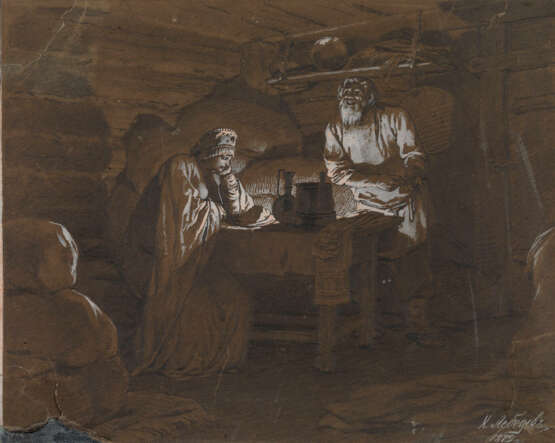 LEBEDEV, KLAVDY (1852-1916). In a Peasant Hut - photo 1