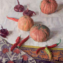 SVETLAKOV, SERGEI (B. 1961). Still Life with Pumpkins, Red Chillies and Onions